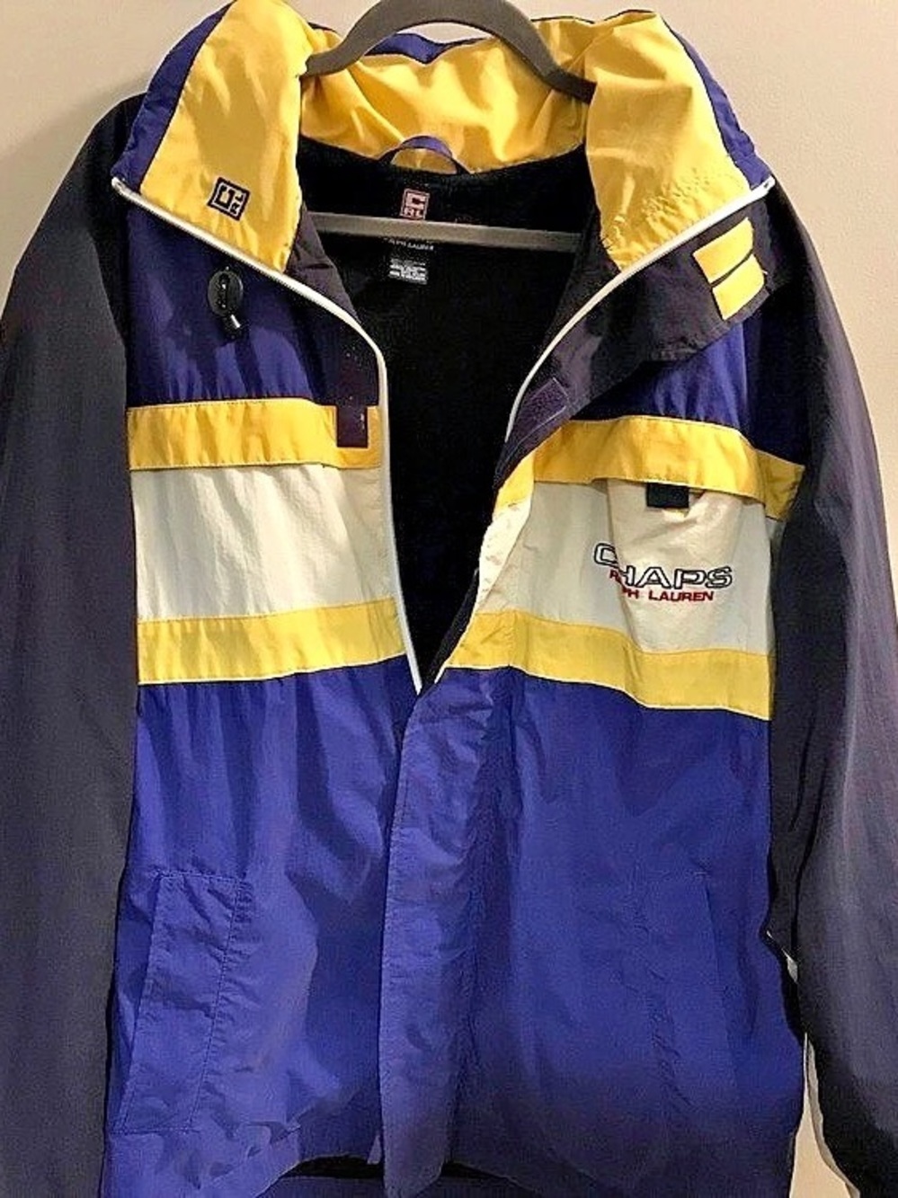Chaps Ralph Lauren Color Block Windbreaker Blue & Yellow Large